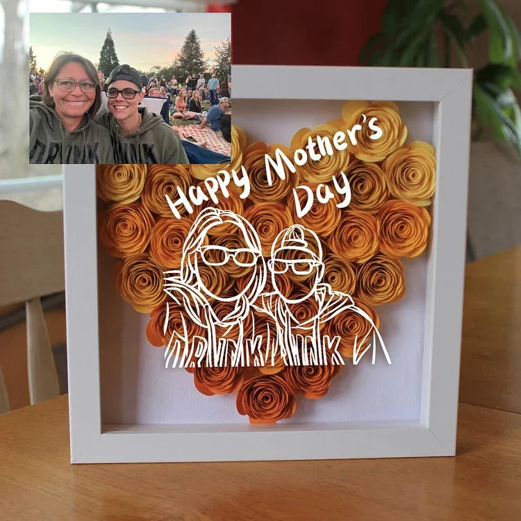 Scatola Ombra con Fiore in Linea Cuore Personalizzata, Il miglior regalo per la famiglia, il fidanzato, la festa della mamma e del papà