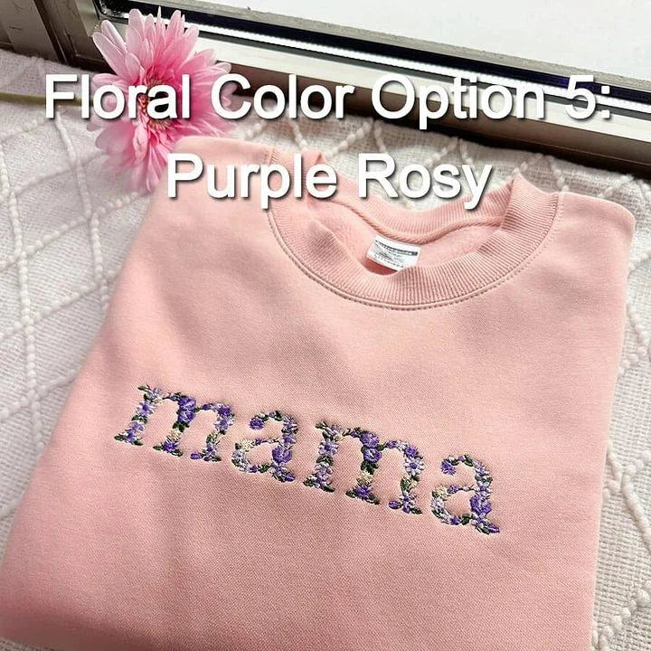 Individuell besticktes Blumen-Mama-T-Shirt & Sweatshirt