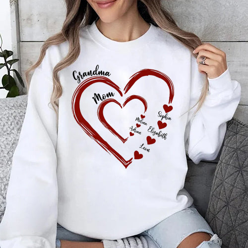 Personalisiertes Herz Oma Mama T-Shirt - Muttertagsgeschenk - Geschenk für Mutter, Großmutter