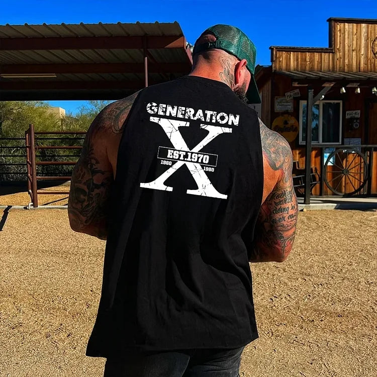 GenX Baumwoll-Tanktop | Benutzerdefinierter Titel und EST für die Generation 1965-1980
