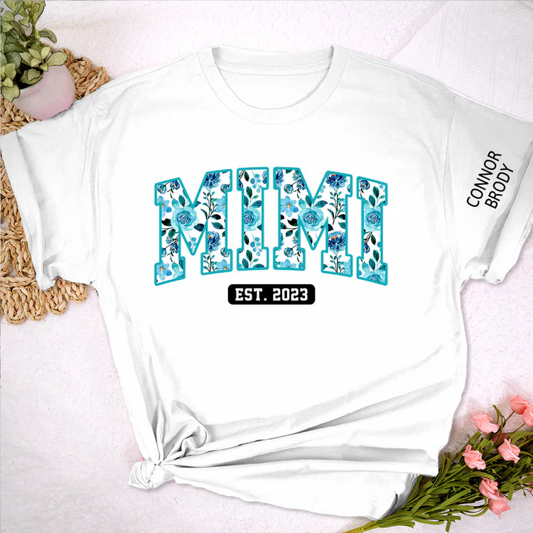 Mimi Floral 4 Shirt, Personalisiertes Mimi und Kinder, Muttertagsgeschenk T-Shirt - Individuelles Geschenk