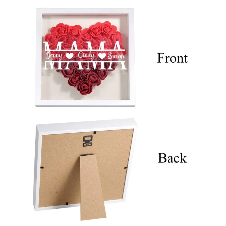 Caja de sombra personalizada con flores - Regalo del Día de la Madre para Abuela, Mamá, Nana, Mimi con nombres personalizados de los niños