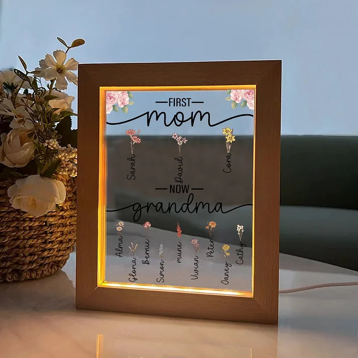 D'abord Maman Maintenant Grand-mère - Cadre Plaque Acrylique Personnalisé