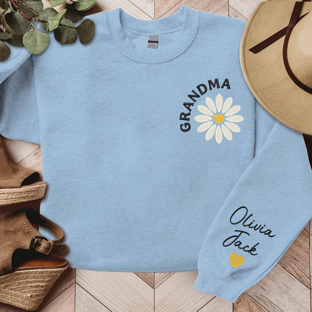 Abuela Daisy Bordada, Abuela Personalizada Y Niños, Regalo Para Abuela