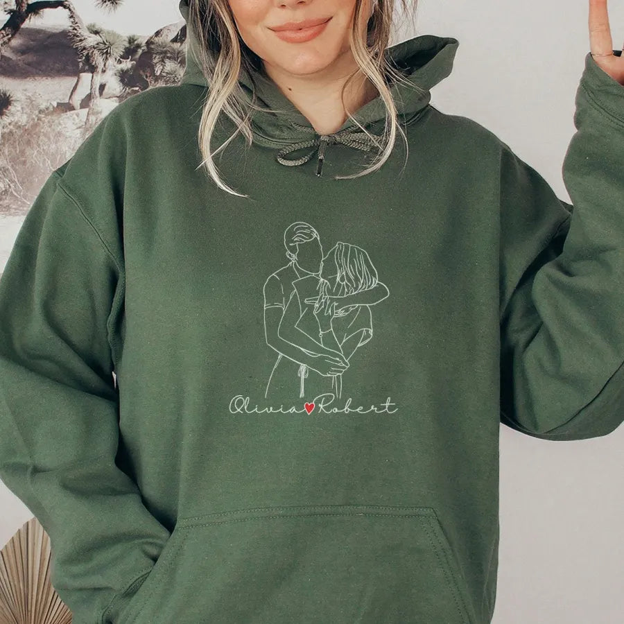 Personalisiertes Portrait vom Foto Sweatshirt Hoodie