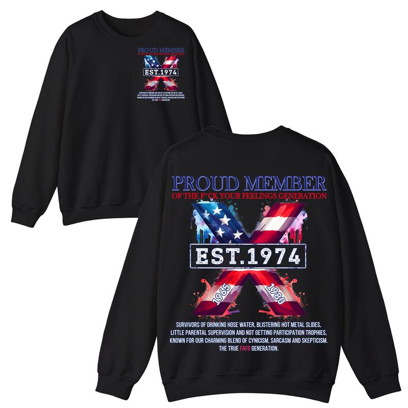 Custom Year FAFO Proud Member Gen X 2 Side T-shirt, Proud Member Flag Generation Shirt