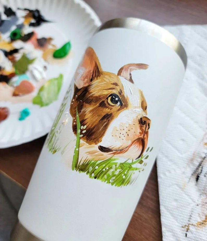 Gobelets personnalisés avec portrait d'animal peint à la main