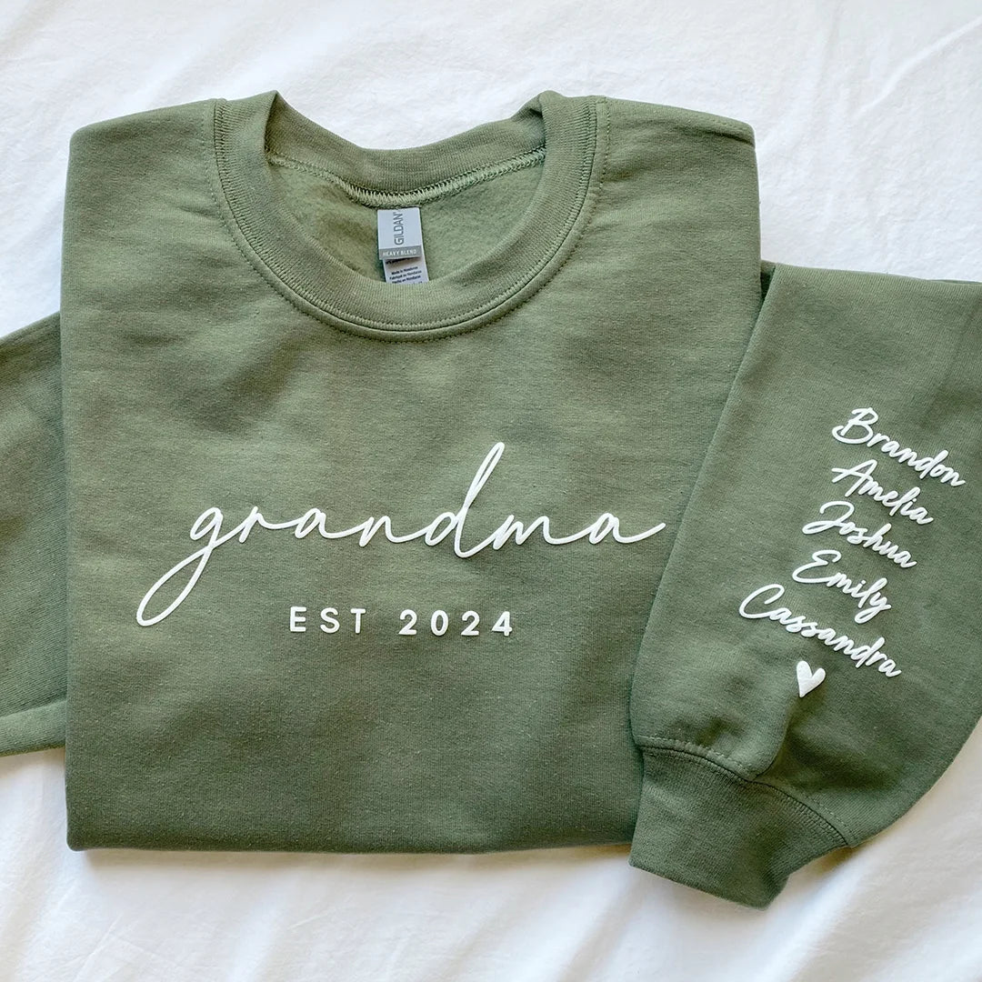 Benutzerdefiniertes Sweatshirt mit Puff-Print, Est Year, mit Kindernamen auf dem Ärmel
