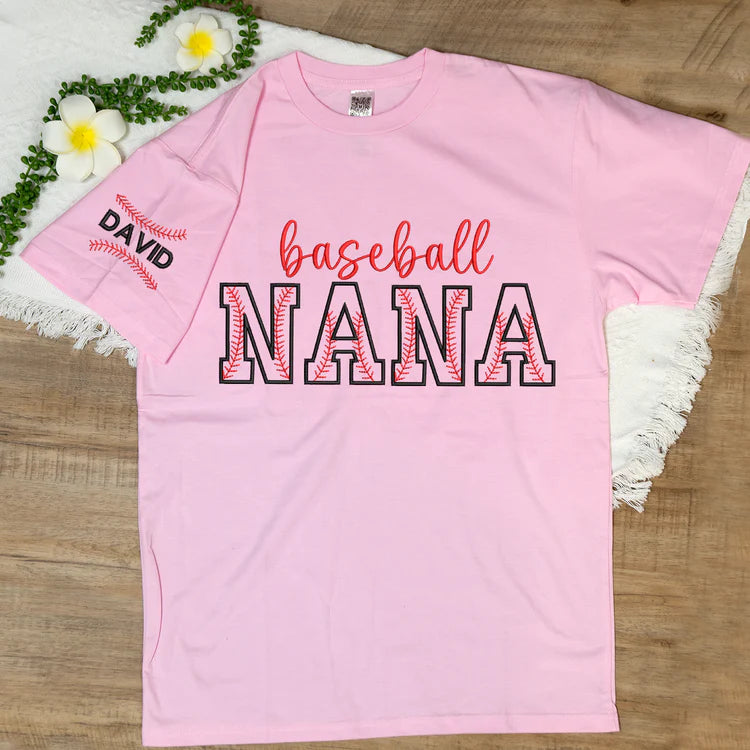 Benutzerdefinierte bestickte Nana Baseball T-Shirt Hoodie Crewneck für Muttertag Mama Oma