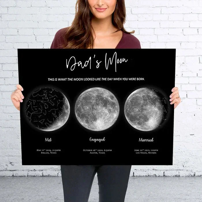 🎁Vatertagsgeschenk🌔Individueller Mond-Nachthimmel-Druck Familiengeschenk 