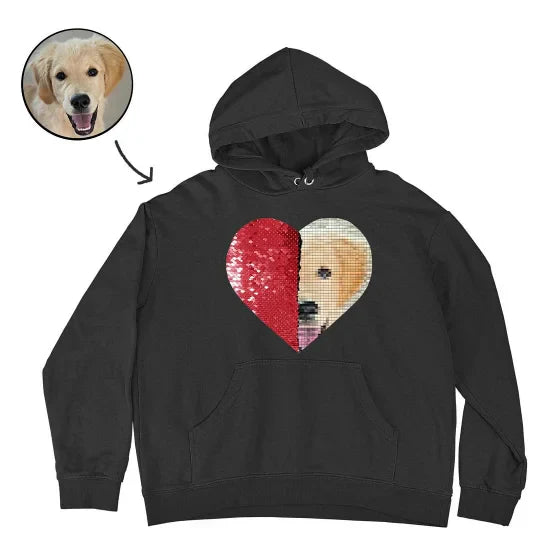 Maglietta personalizzata con paillettes reversibili e foto del tuo animale domestico