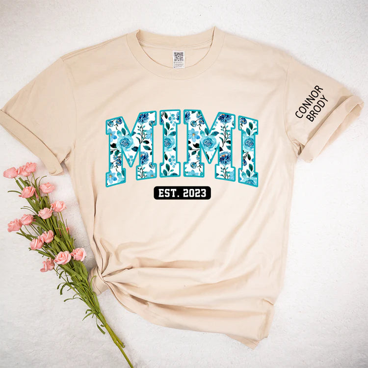 Mimi Floral 4 Shirt, Personalisiertes Mimi und Kinder, Muttertagsgeschenk T-Shirt - Individuelles Geschenk