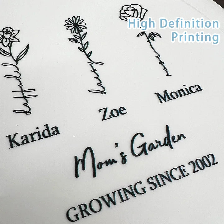 Personalisierte Mamas Gartenfliese mit Geburtsblumen und Namen