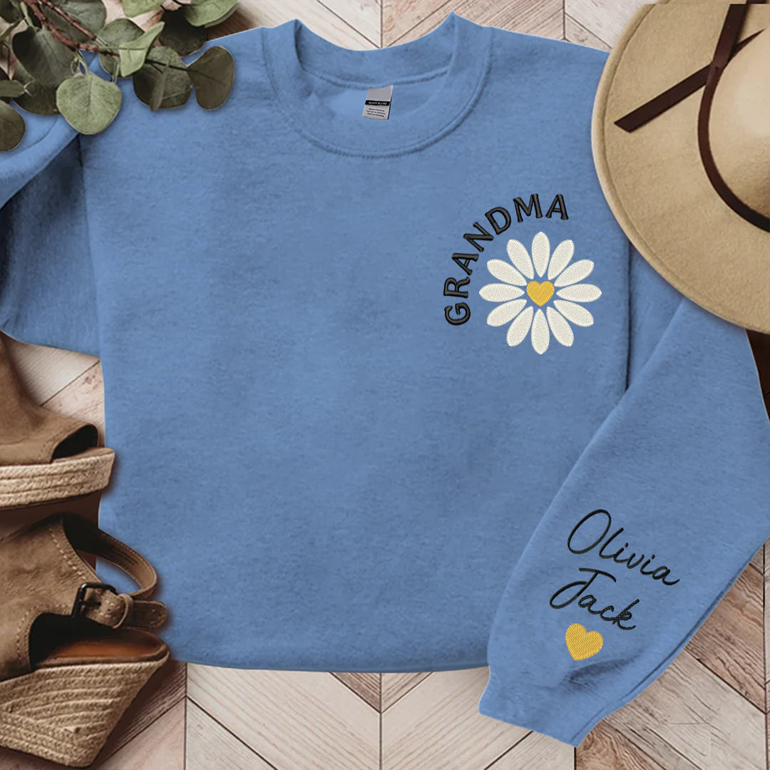 Abuela Daisy Bordada, Abuela Personalizada Y Niños, Regalo Para Abuela