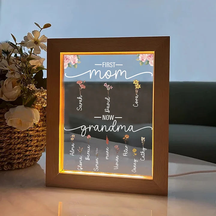 D'abord Maman Maintenant Grand-mère - Cadre Plaque Acrylique Personnalisé