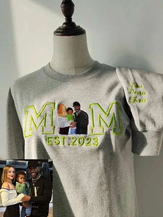 Sudadera personalizada con retrato bordado para mamá - Regalo del Día de la Madre