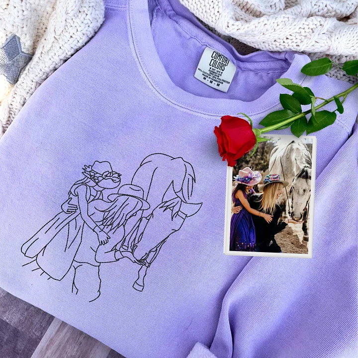 Besticktes Sweatshirt mit benutzerdefiniertem Foto, Geschenk zum Muttertag, Vatertag