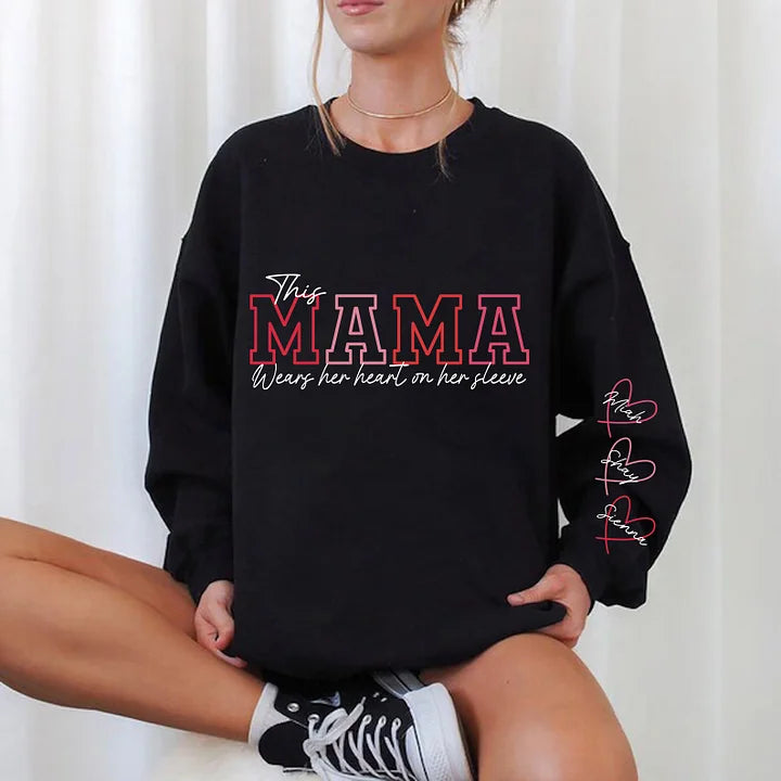 Tragen Sie ein Sweatshirt mit Herz am Ärmel für Mama und Oma