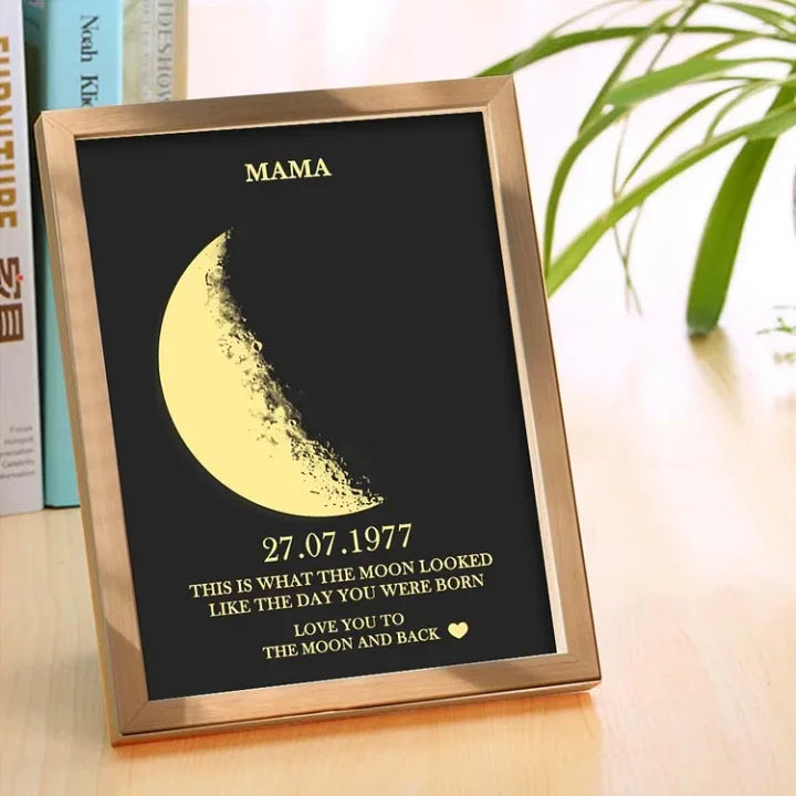 Marco personalizado de fase lunar con fecha de nacimiento, el mejor regalo para el Día de la Madre
