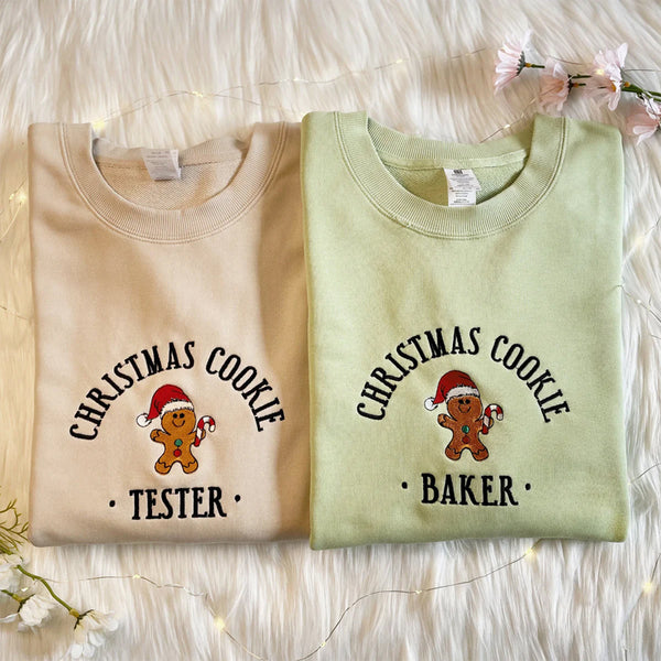 Christmas Cookie Baker Tester Embroidered Sweatshirt Christmas Gift For Couple