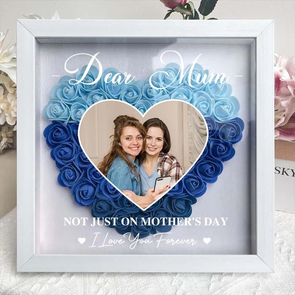 Caja de sombra personalizada y personalizada "Querida mamá, te amo para siempre" regalo de flores para mamá