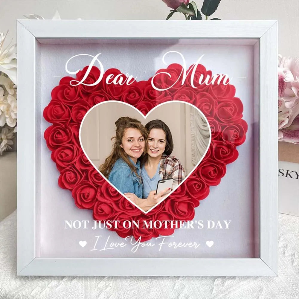Caja de sombra personalizada y personalizada "Querida mamá, te amo para siempre" regalo de flores para mamá