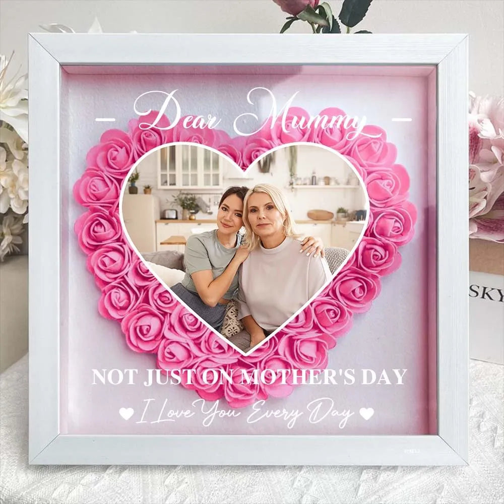 Caja de sombra personalizada y personalizada "Querida mamá, te amo para siempre" regalo de flores para mamá