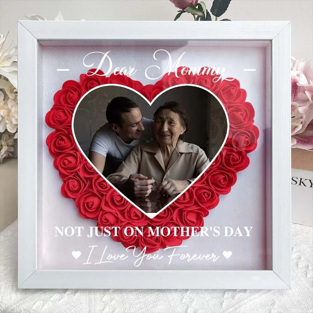 Caja de sombra personalizada y personalizada "Querida mamá, te amo para siempre" regalo de flores para mamá