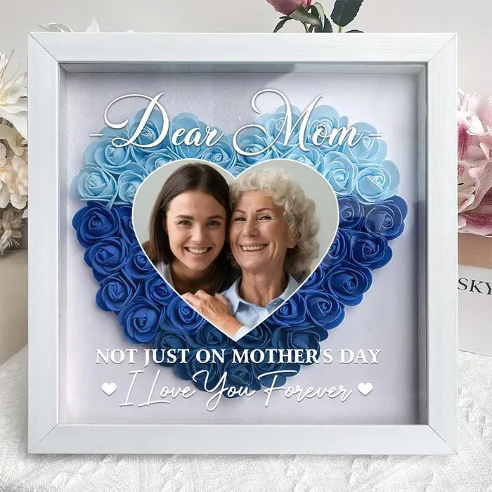 Caja de sombra personalizada y personalizada "Querida mamá, te amo para siempre" regalo de flores para mamá