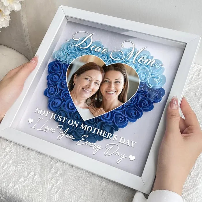Caja de sombra personalizada y personalizada "Querida mamá, te amo para siempre" regalo de flores para mamá