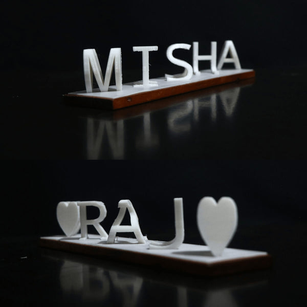 Stylish 3D Dual Name Plank with Heart