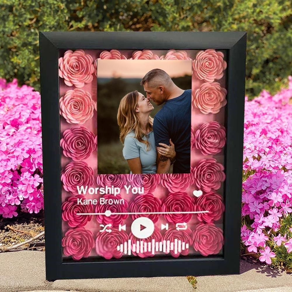 Personalisierte Blumen-Schattenbox mit Foto 