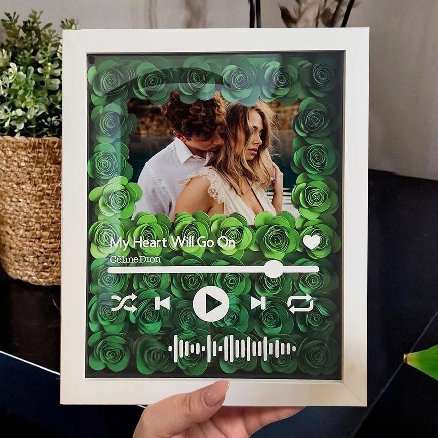 Personalisierte Blumen-Schattenbox mit Foto 