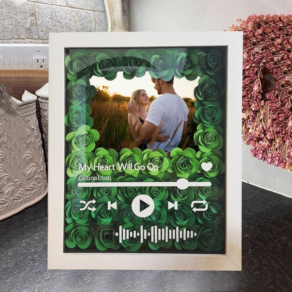 Personalisierte Blumen-Schattenbox mit Foto 