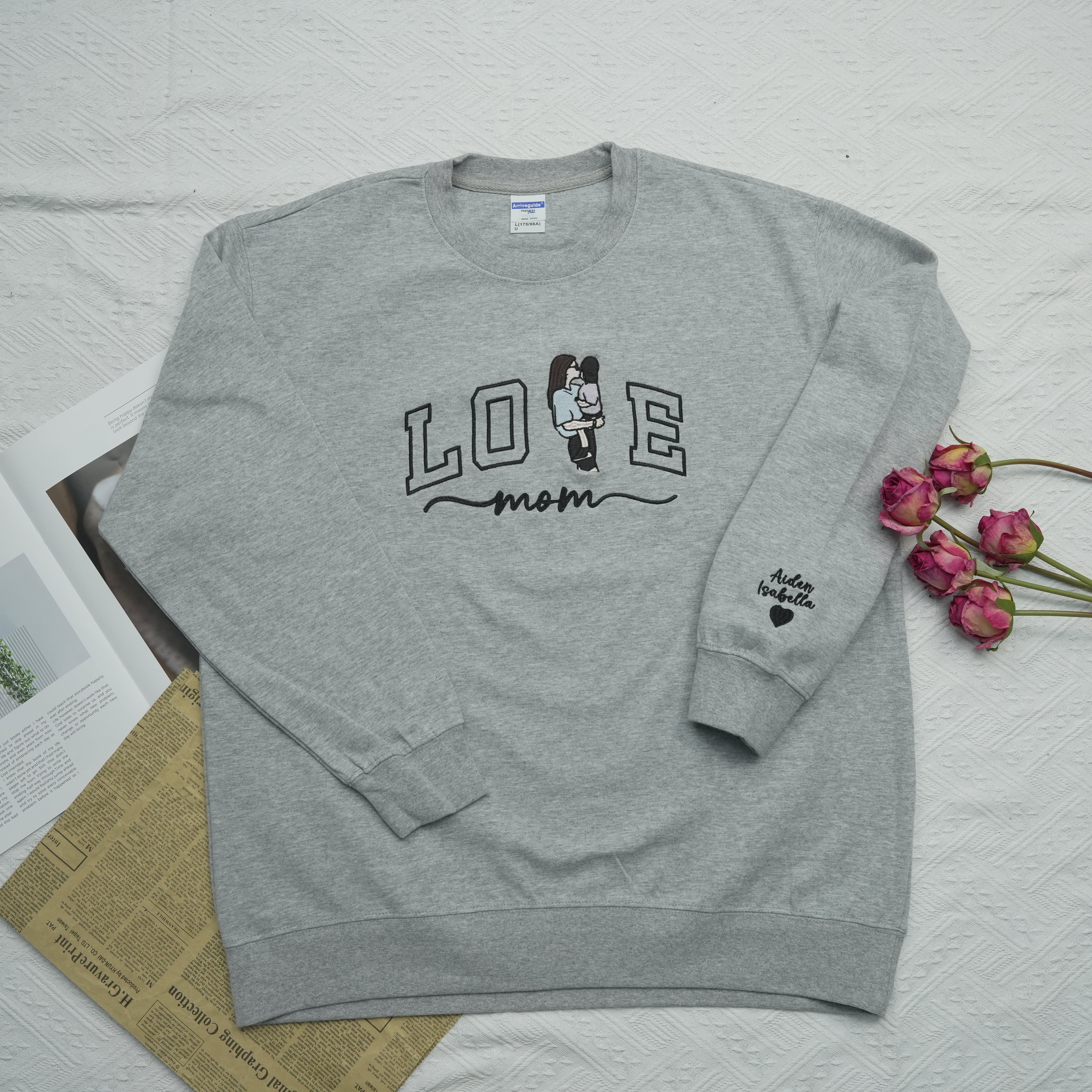 Benutzerdefiniertes besticktes Fotoportrait für Mama Love Sweatshirt