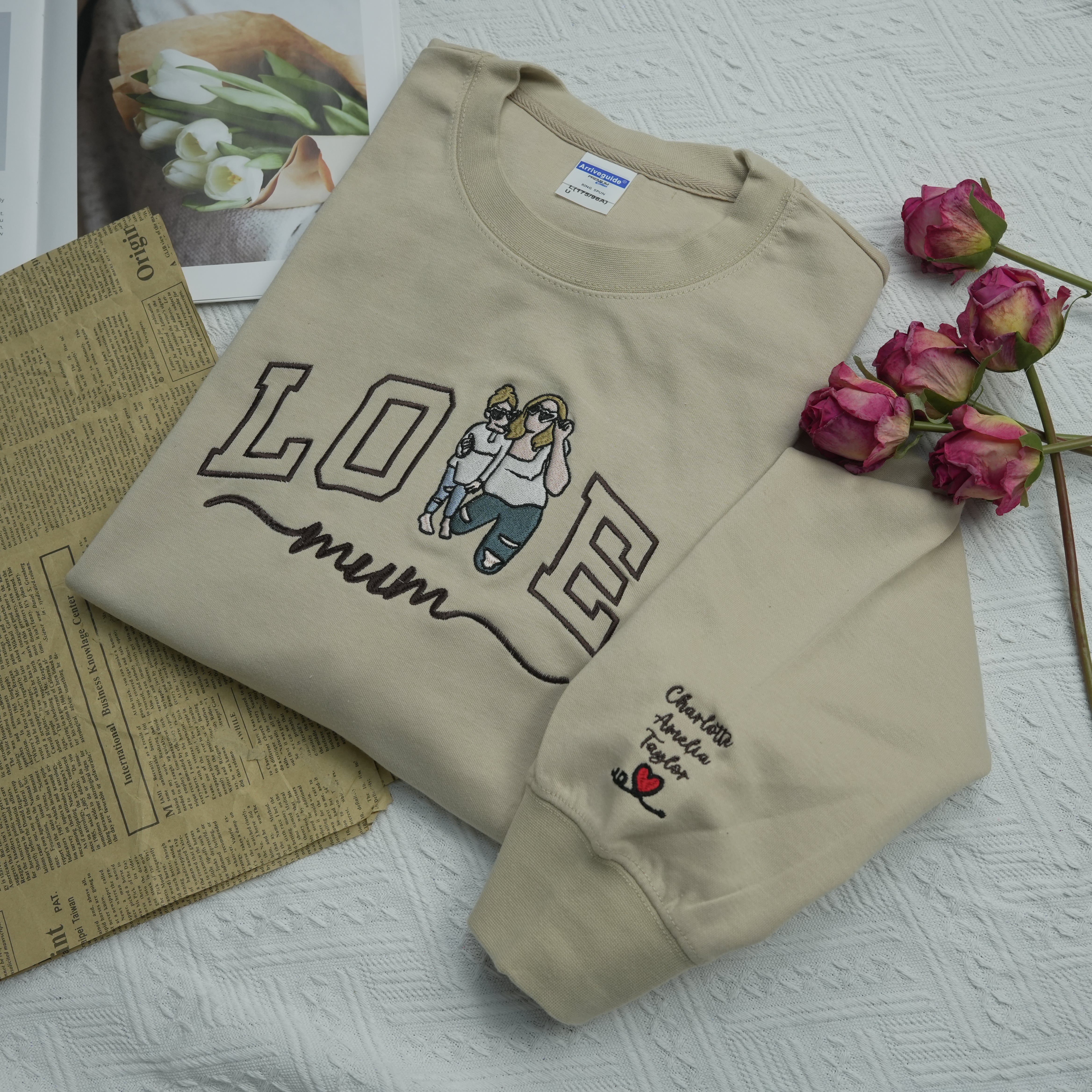 Benutzerdefiniertes besticktes Fotoportrait für Mama Love Sweatshirt