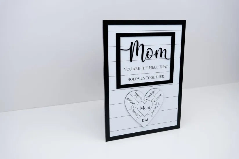 Custom Mothers Day Puzzle Sign for Mom| You are the Piece that holds us together | Personalized Heart-felt Birthday Gift for Mom, Mom Gift