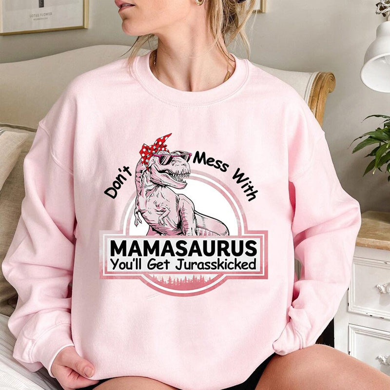 Sudadera Don't Mess With Mamasaurus con mangas estampadas - Día de la Madre