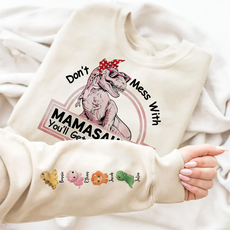 Sudadera Don't Mess With Mamasaurus con mangas estampadas - Día de la Madre