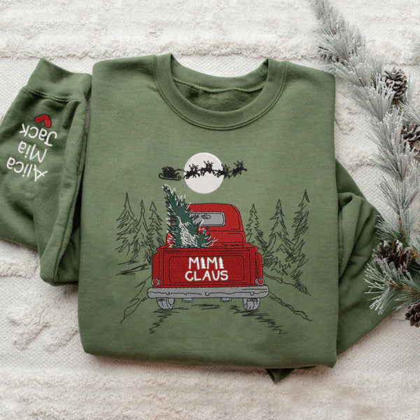 Embroidered Mimi Claus Truck Xmas Sweatshirt