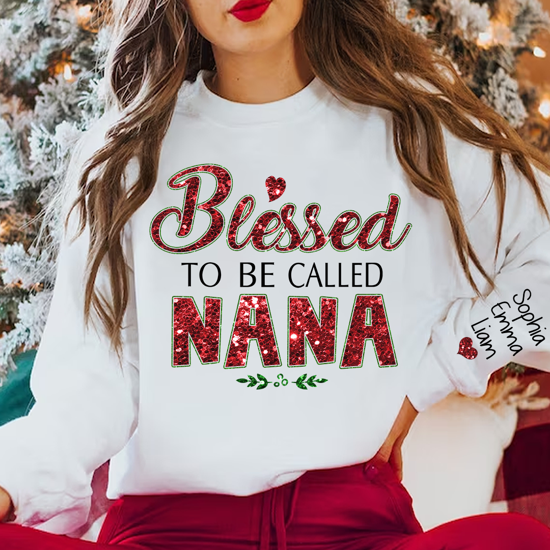 [Online-Vorschau] Glitzer-Gigi-Claus-Weihnachts-Sweatshirt mit Enkelkindern, benutzerdefinierter Glitzer-Oma-Spitzname-Sweatshirt-Hoodie