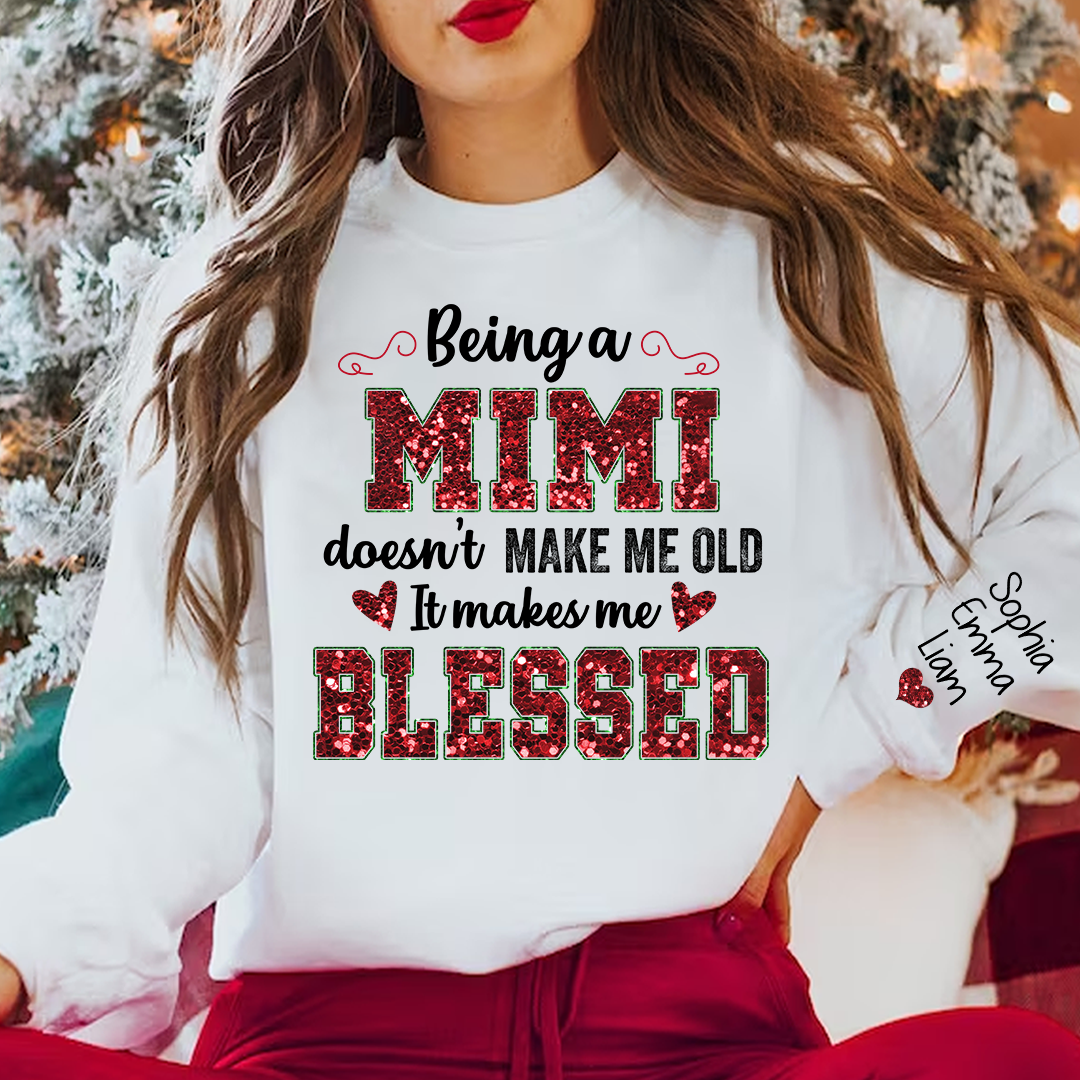 [Online-Vorschau] Glitzer-Gigi-Claus-Weihnachts-Sweatshirt mit Enkelkindern, benutzerdefinierter Glitzer-Oma-Spitzname-Sweatshirt-Hoodie