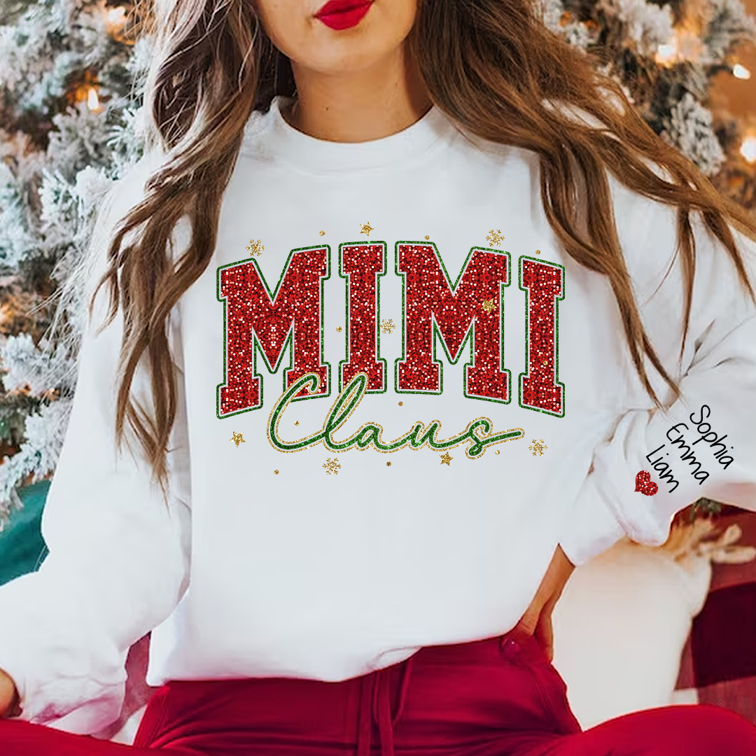 [Online-Vorschau] Glitzer-Gigi-Claus-Weihnachts-Sweatshirt mit Enkelkindern, benutzerdefinierter Glitzer-Oma-Spitzname-Sweatshirt-Hoodie
