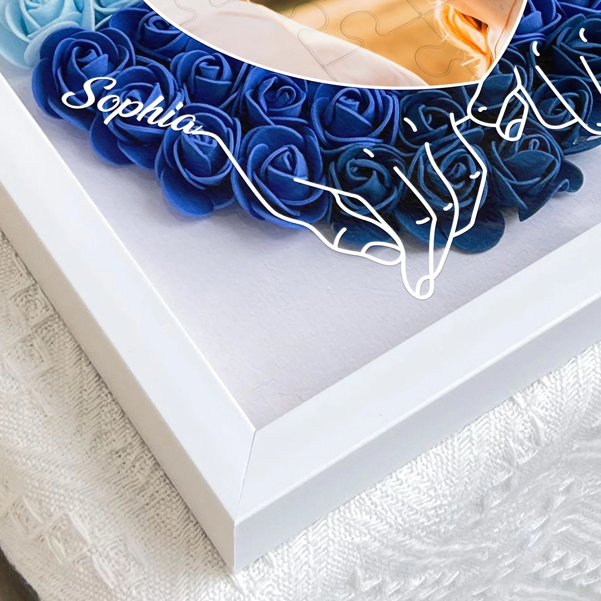 Mi pieza perdida - Caja de sombra personalizada con foto y flores