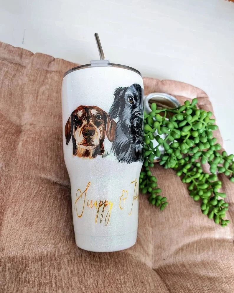 Gobelets personnalisés avec portrait d'animal peint à la main