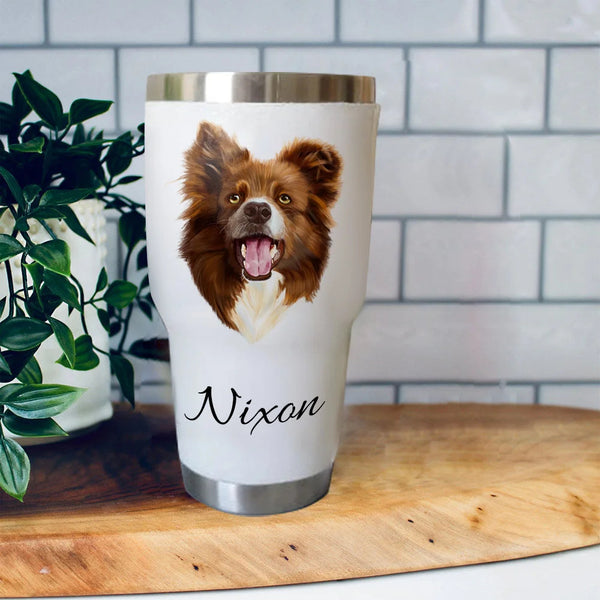 Personalized Custom Hand Painted Pet Portrait Tumblers Birthday Christmas Gift for Pet Lovers