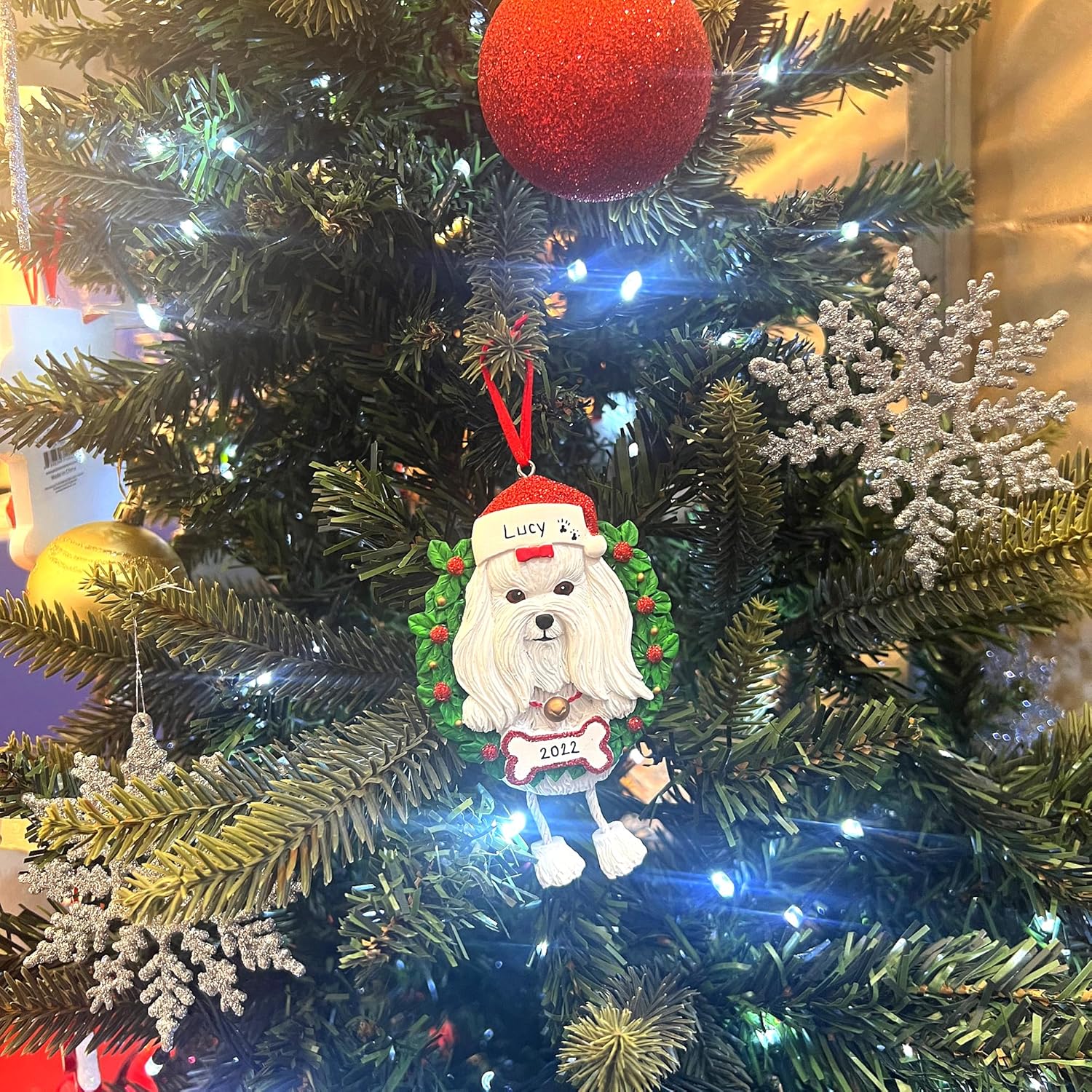 Decoraciones personalizadas para árbol de Navidad con yeso para mascotas, decoraciones hechas a mano para árbol de Navidad, decoraciones para perros