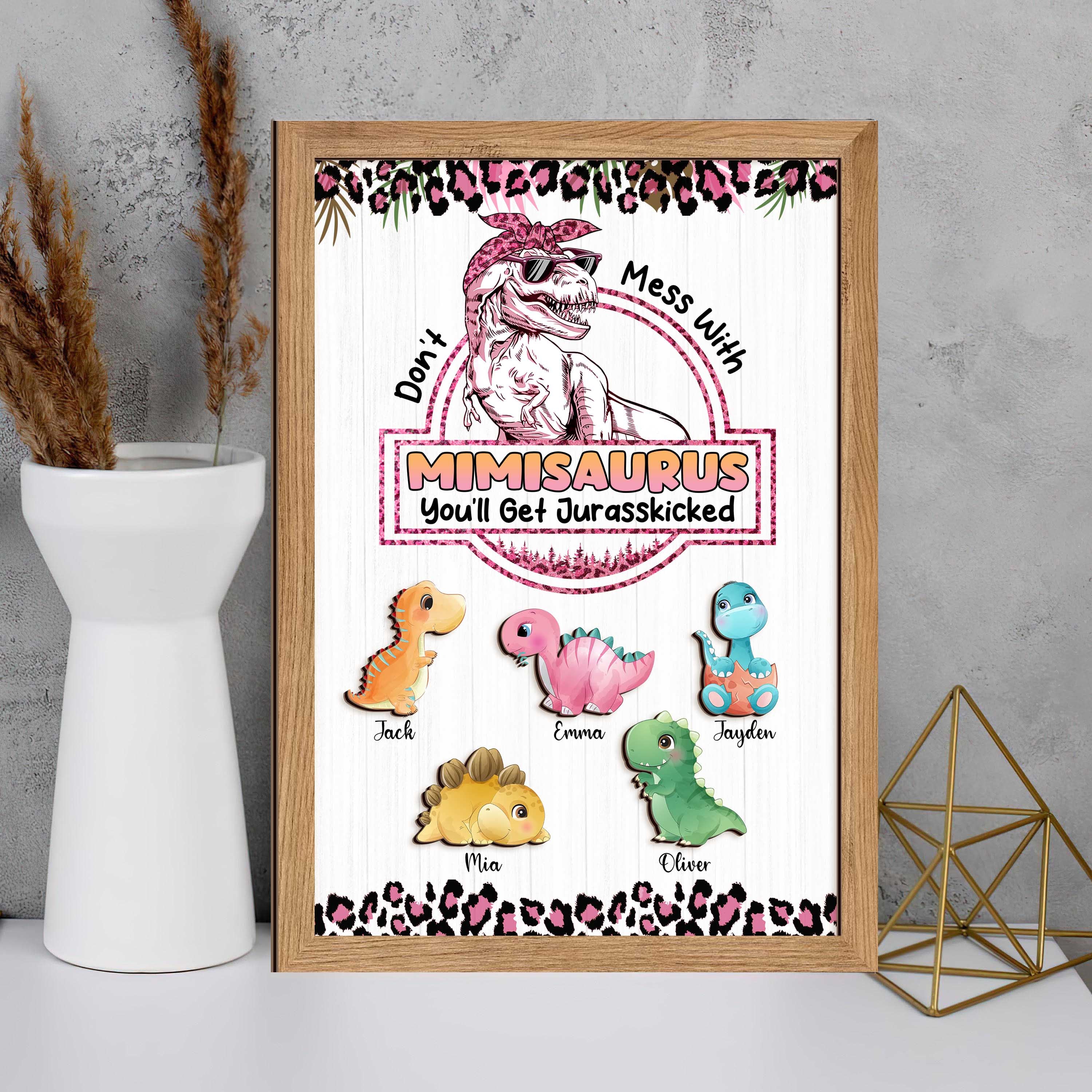 Don't Mess With Mamasaurus Mimisaurus - Individuelle Holztafel - Geschenk für Mama