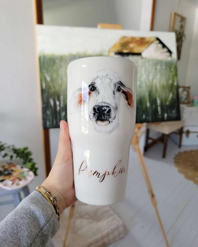 Gobelets personnalisés avec portrait d'animal peint à la main