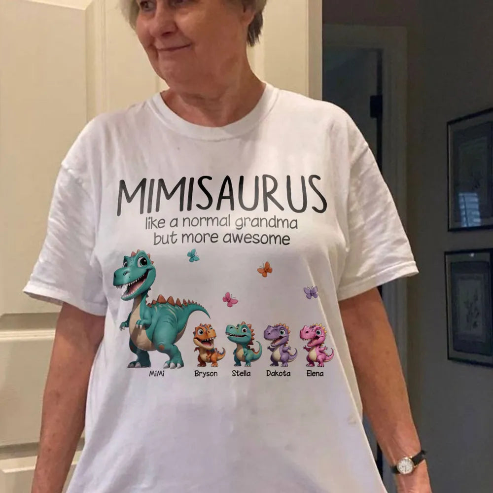 Maglietta Personalizzata Grandmasaurus E Bambini Effetto 3D Dinosauri, Regalo Per La Festa Della Mamma Per La Nonna